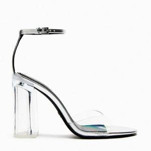NWT Zara Wide Heel Vinyl Sandals - size 38